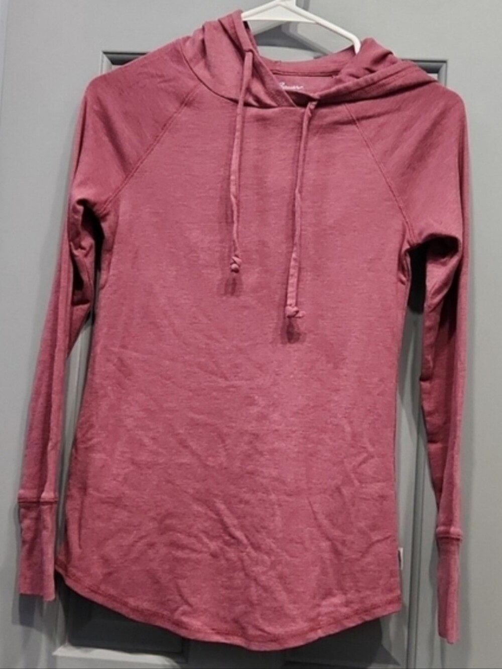 NWOT Eddie Bauer Rusty Brick Red Pink Favorite Pullover Long Sleeve Hoodie Tee